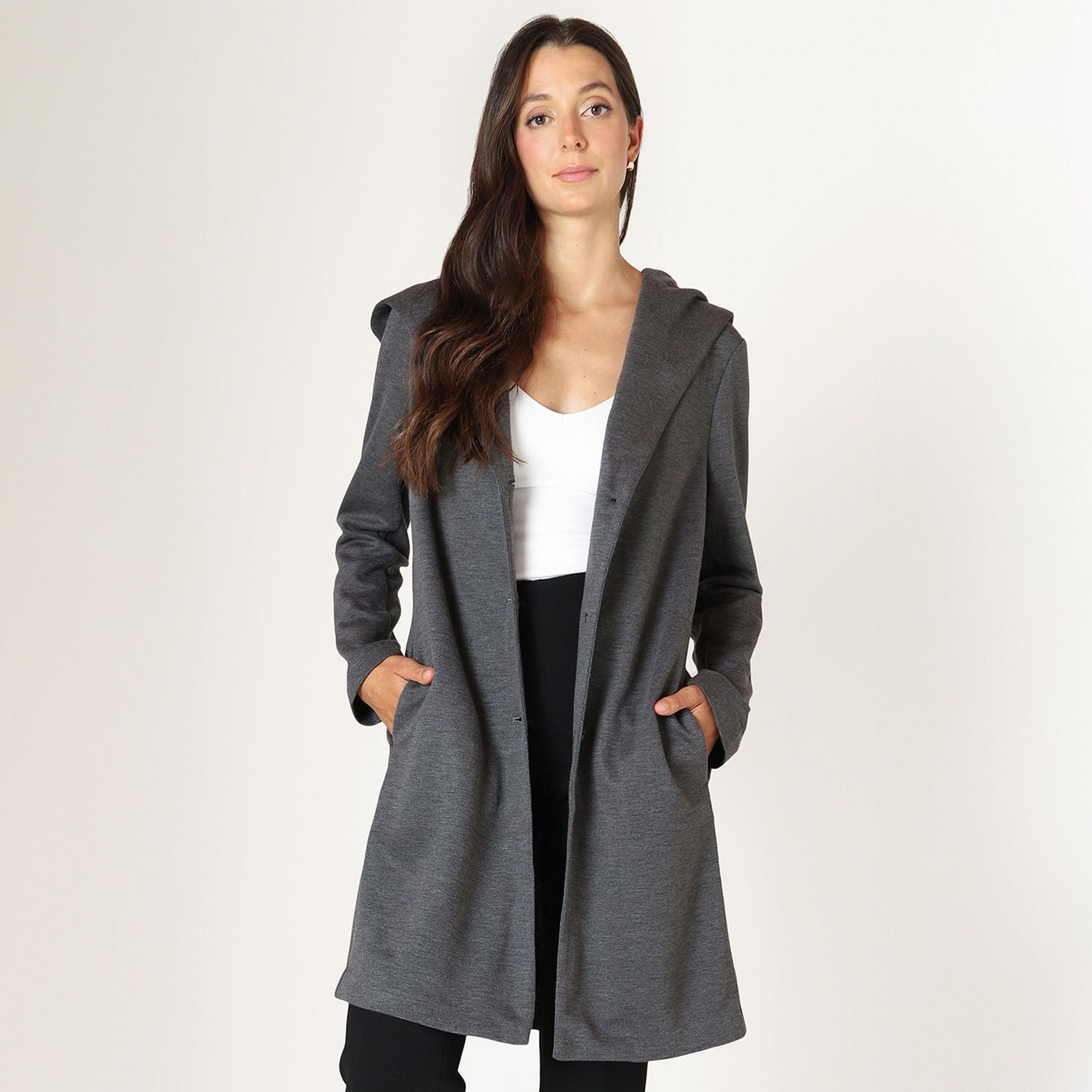 Devoted long sleeve hooded trench coat