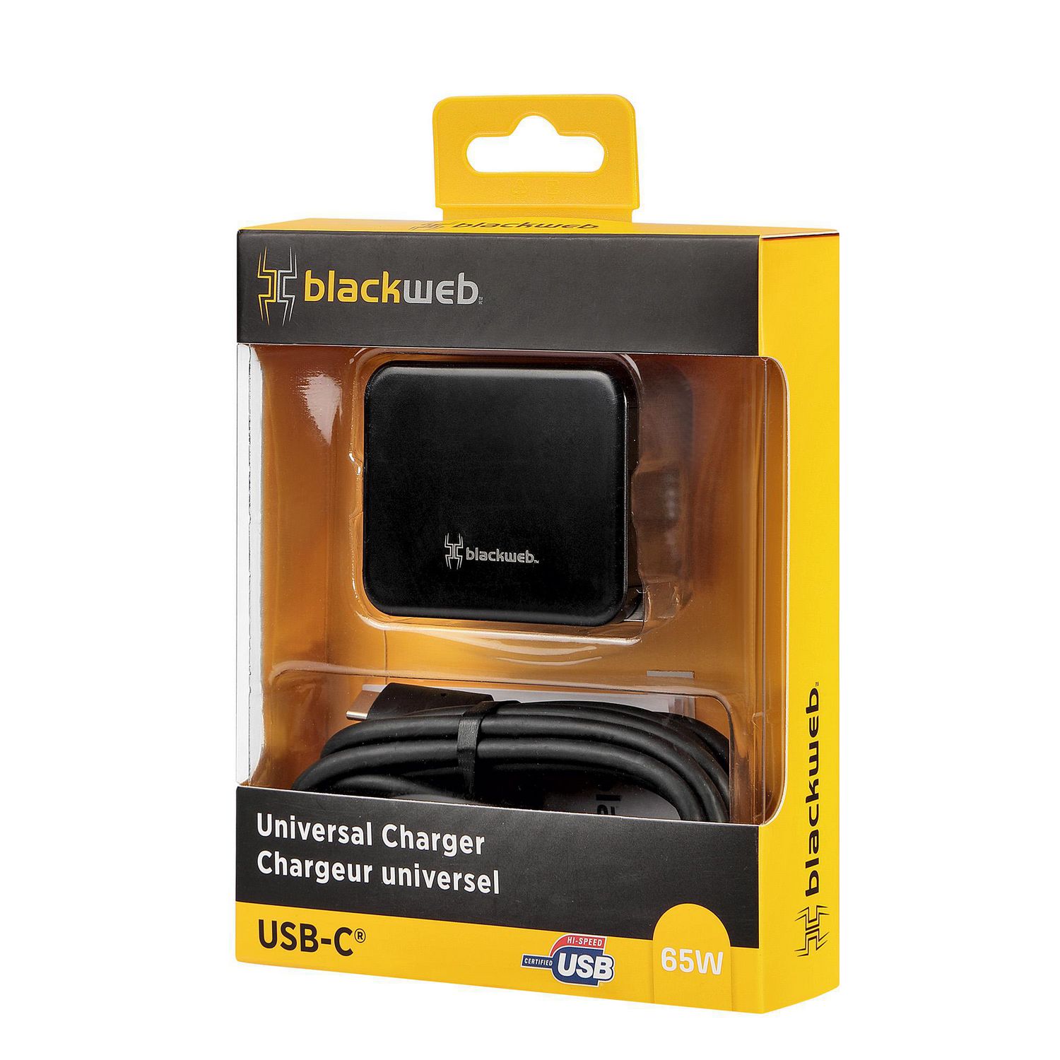Chargeur universel pour ordinateur portatif USB-C GaN de 65 W blackweb  (Noir) 