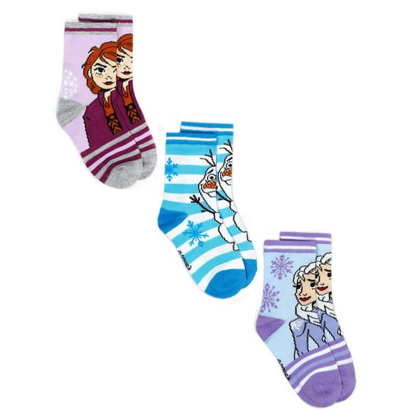 Frozen 2 Printed Socks Three-Pack for Girls, Sizes 8-11