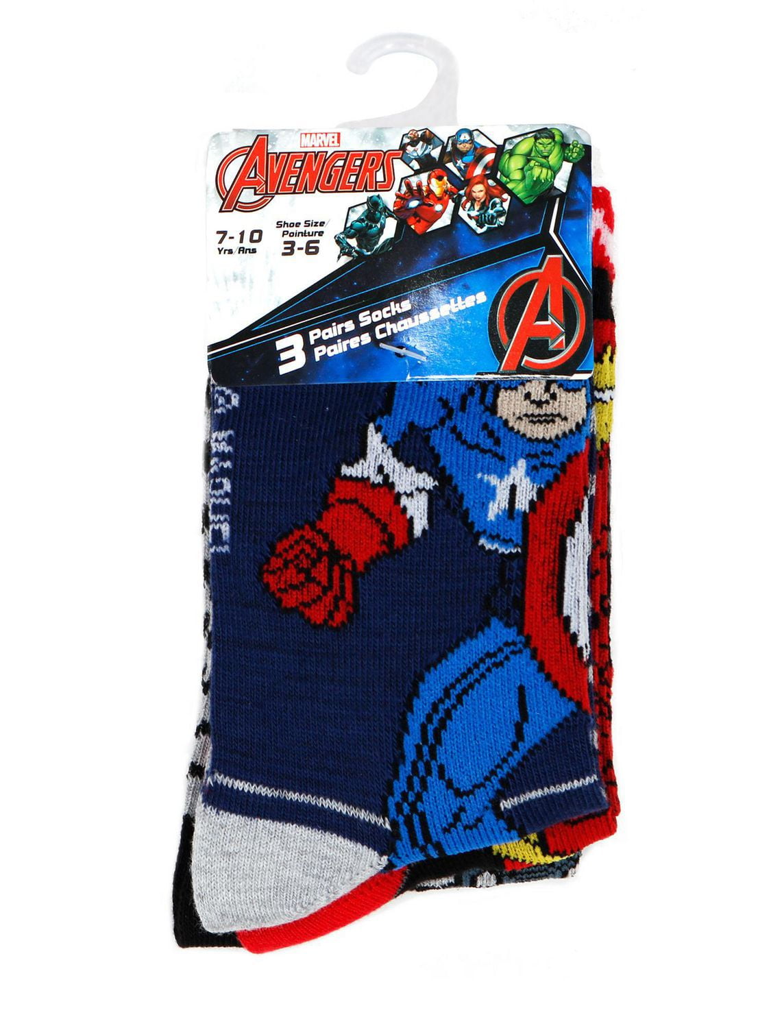 Avengers Boys' 3 Pack Socks, Size 11-2