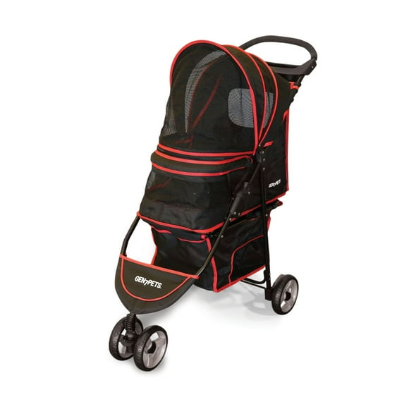 Poussette pour animal domestique (chien et chat) Regal PLUS de Gen7Pets - Noir/Rouge