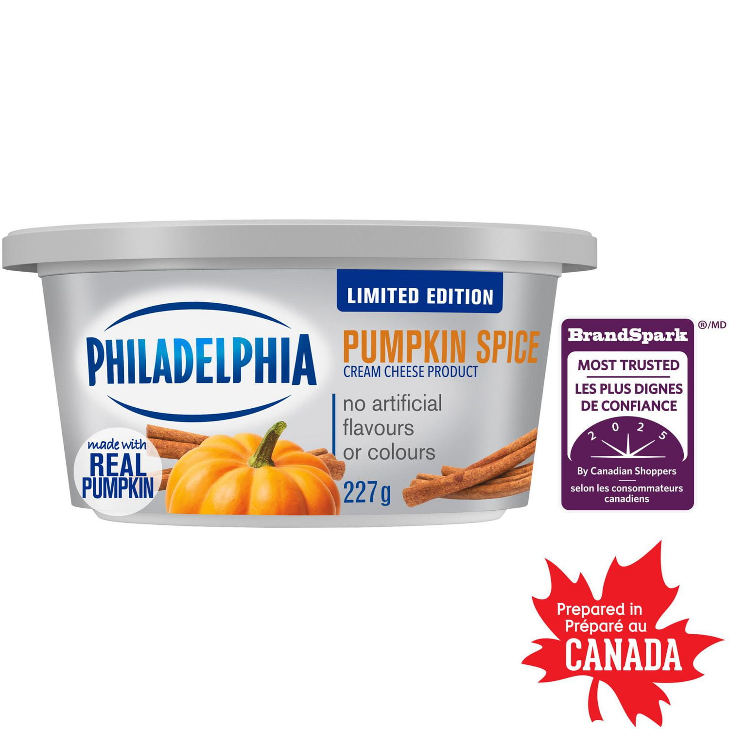 Philadelphia Cream Cheese Product, 1 Tub, for Smooth, Spreadable Fall Mornings, Pumpkin Spice, No Artificial Flavours or Colours, 227 g, Philadelphia Cream Cheese