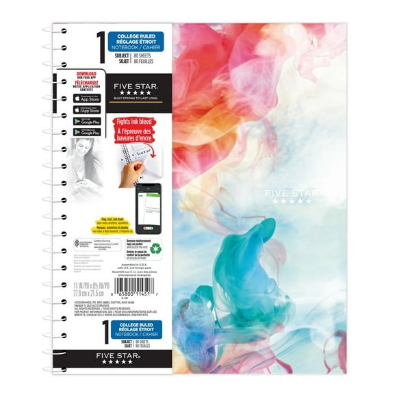 Five Star® Fashion Fluid 1 Subject Notebook, Notebook