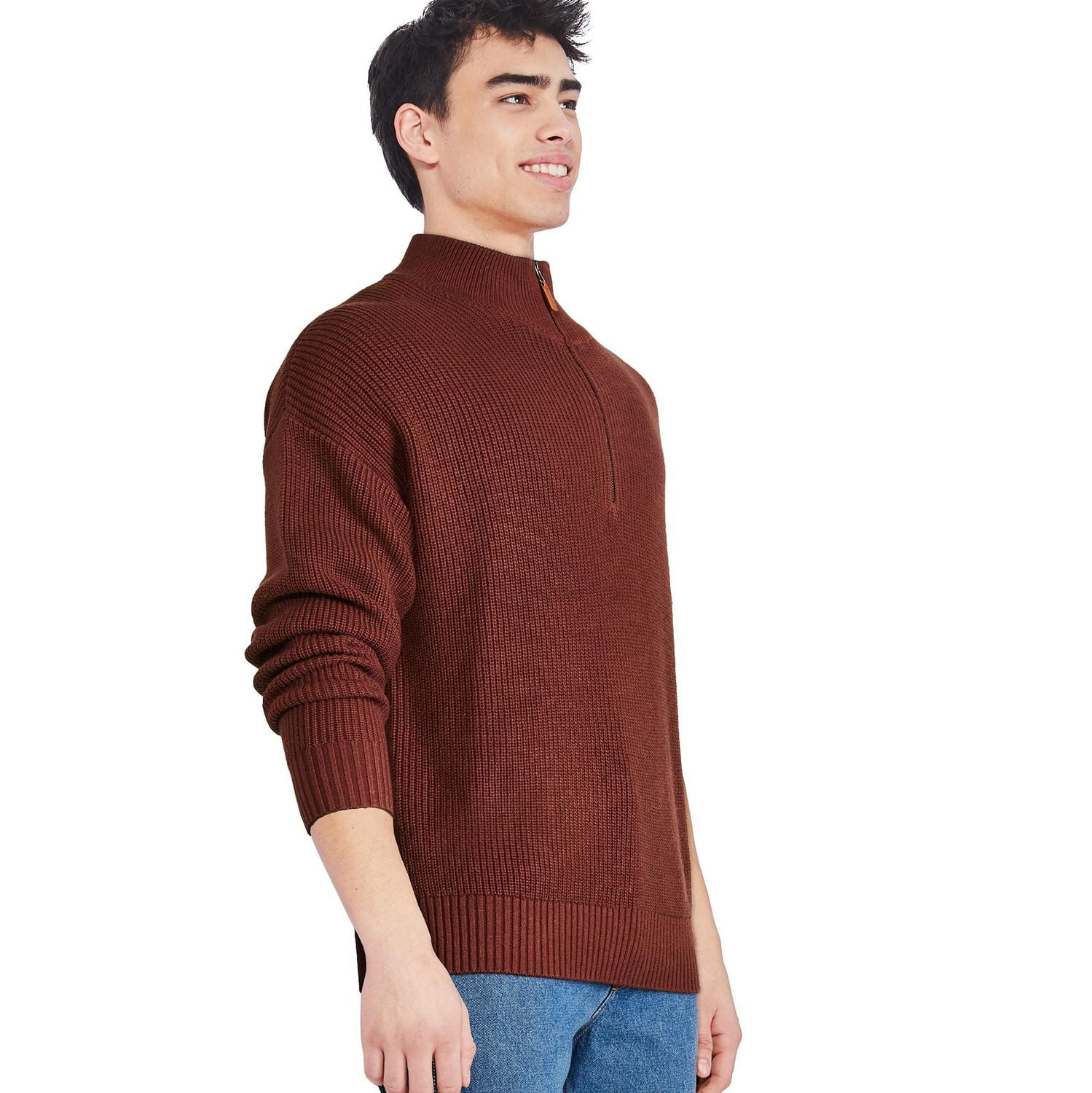 George Men's Ribbed Half-Zip Sweater, Sizes S-2XL