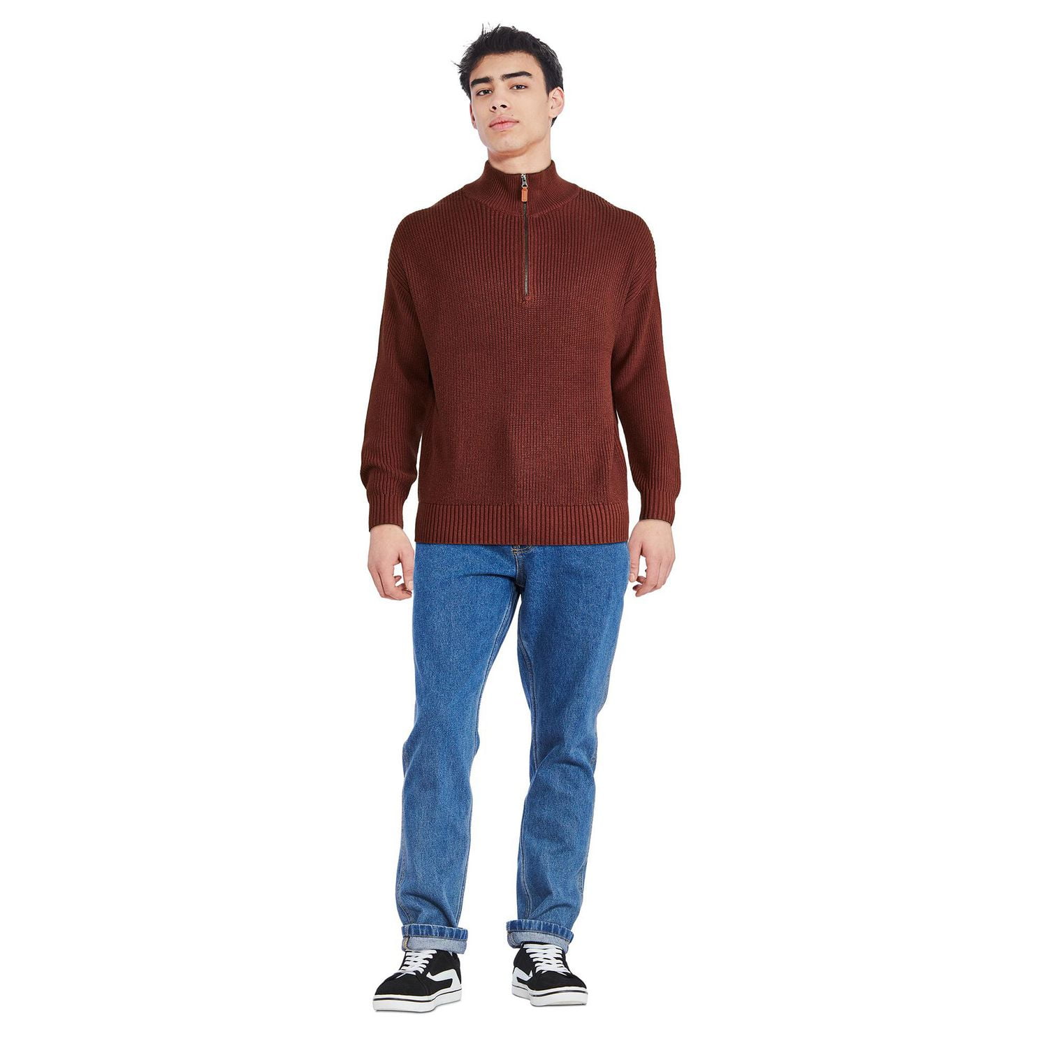 George Men's Ribbed Half-Zip Sweater, Sizes S-2XL