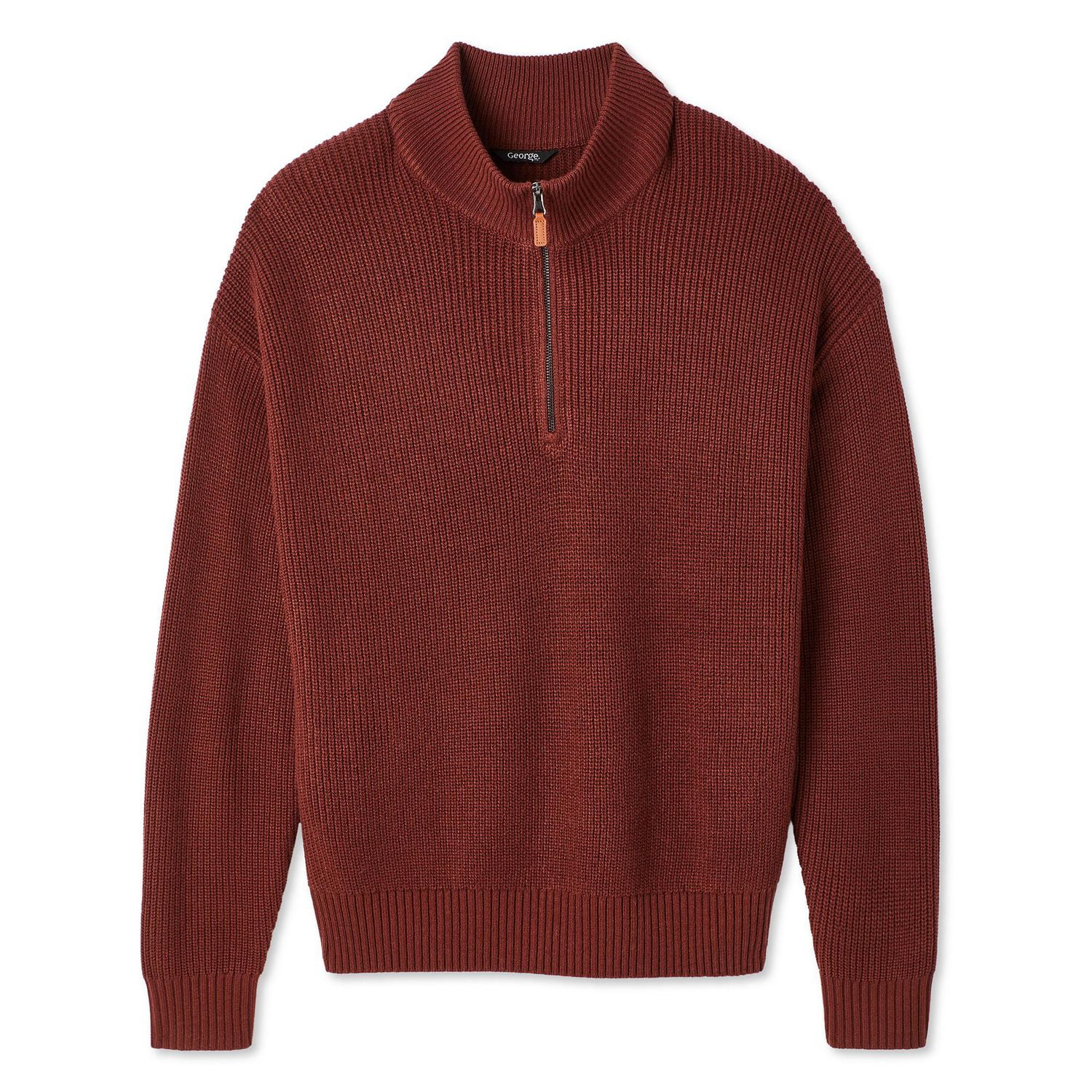 George Men's Ribbed Half-Zip Sweater, Sizes S-2XL