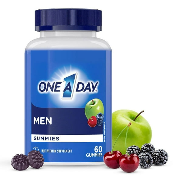 Gummies multivitamines One A Day pour hommes – Gummies multivitamines quotidiennes pour hommes avec des vitamines A, C D et E et du zinc, biotine, et sélénium 60 gummies