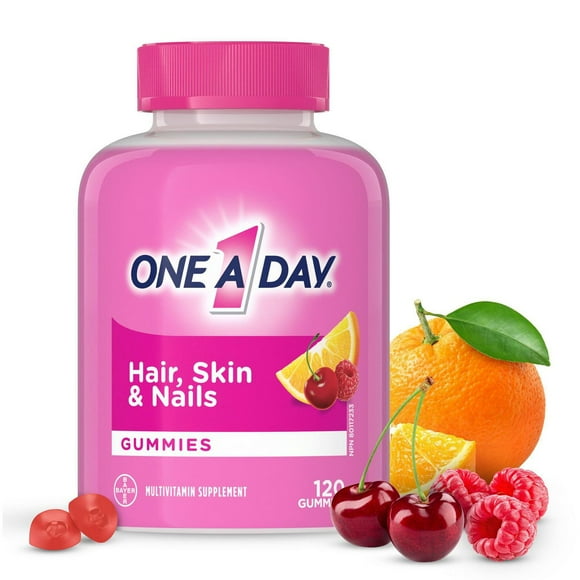 Gummies multivitamines One A Day Multi+ cheveux, peau et ongles – Vitamines quotidiennes pour les cheveux, la peau et les ongles, avec biotine et vitamines A, C, E et zinc pour femmes et hommes 120 gummies