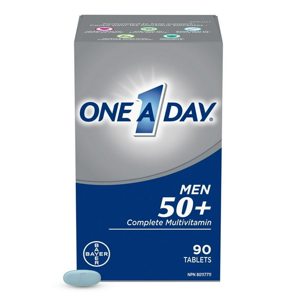 Multivitamines One A Day pour hommes de 50 ans et plus – Vitamines quotidiennes pour hommes contenant des vitamines A, B, C, D et E, du calcium, du sélénium, du magnésium et du zinc 90 comprimés