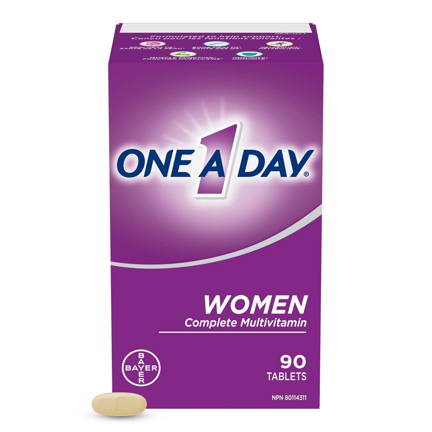 Multivitamines One A Day pour femmes – Vitamines quotidiennes pour femmes –  Multivitamines pour femmes avec vitamines A, C et D, zinc pour le soutien  immunitaire, vitamines E et B12, biotine, calcium