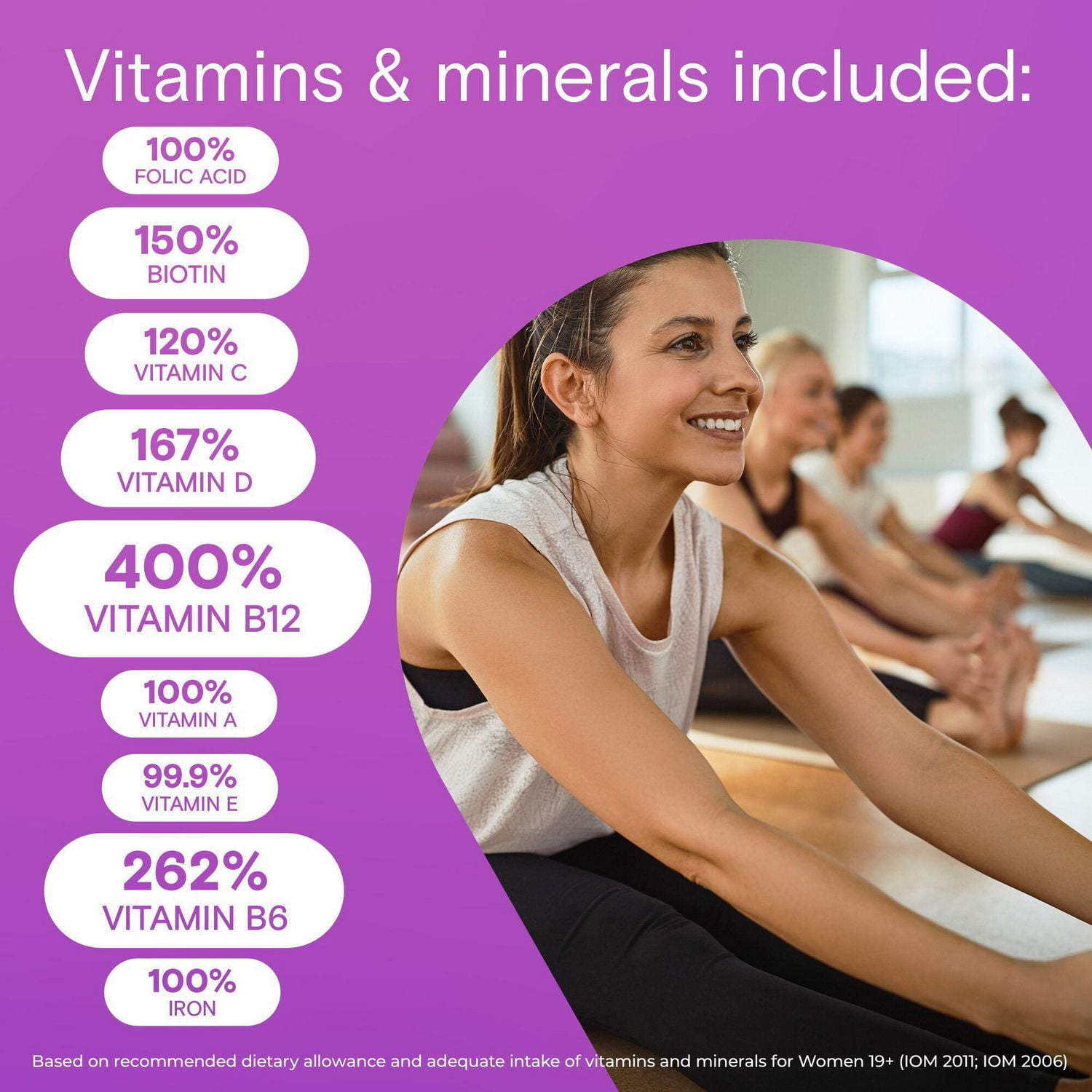 Multivitamines One A Day pour femmes – Vitamines quotidiennes pour femmes – Multivitamines pour femmes avec vitamines A, C et D, zinc pour le soutien immunitaire, vitamines E et B12, biotine, calcium et fer