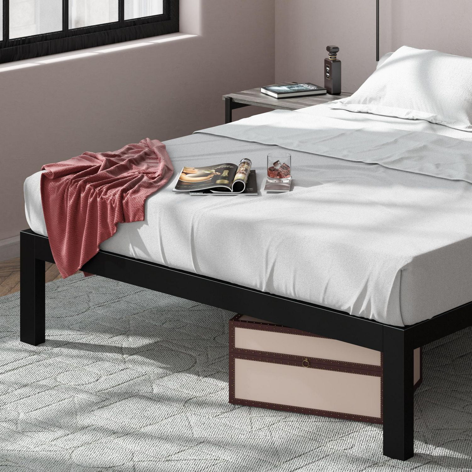 zinus lorrick metal platform bed frame