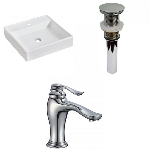 American Imaginations 17.5-in. W Wall Mount White Vessel Set for 1 Hole Right Faucet