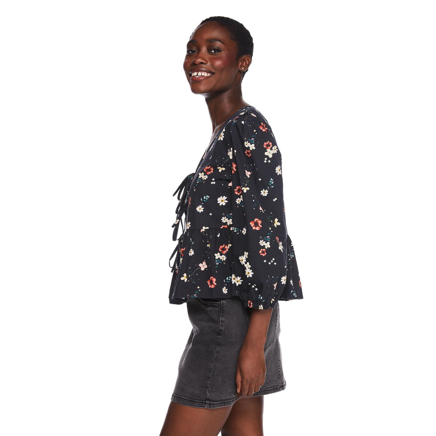 George Women's Printed Tie Front Top