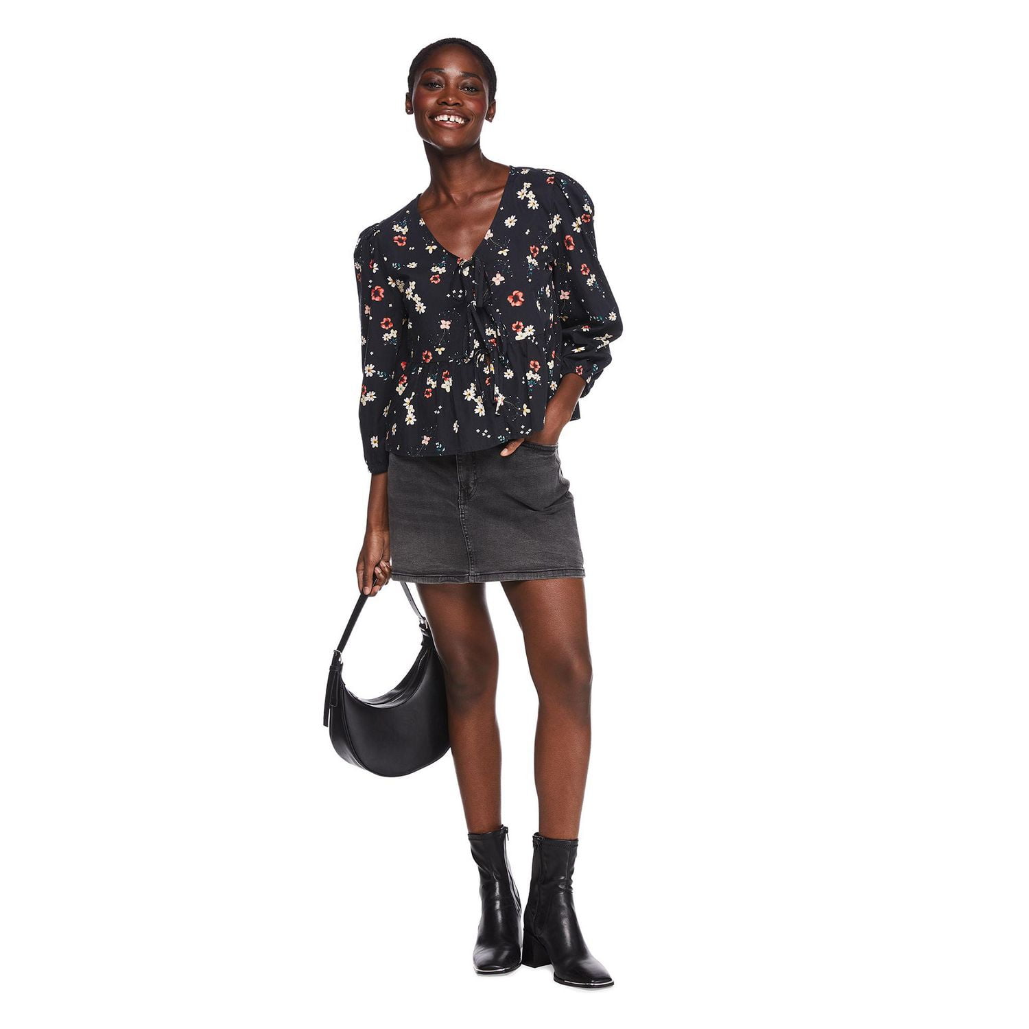 George Women's Printed Tie Front Top