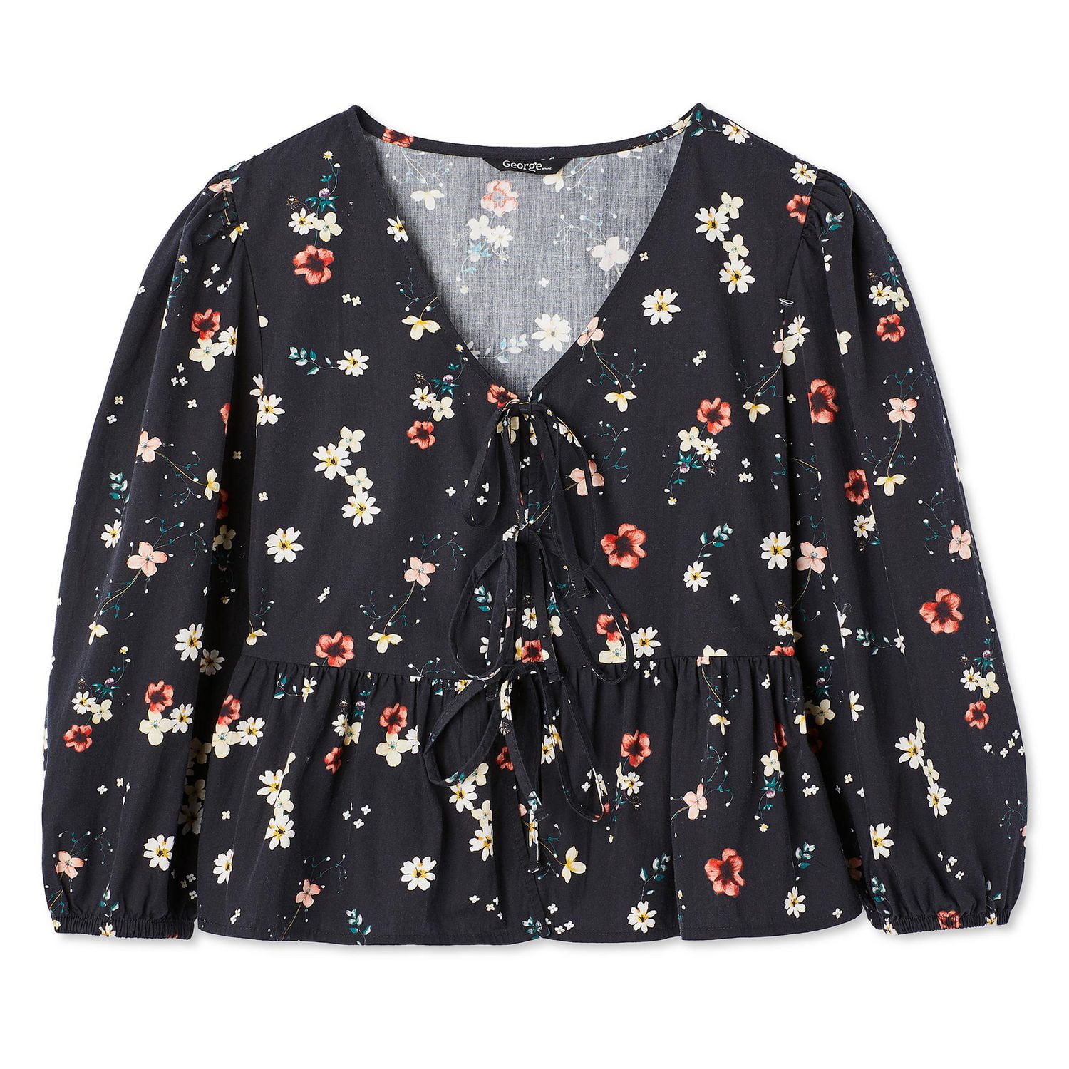 George Women's Printed Tie Front Top