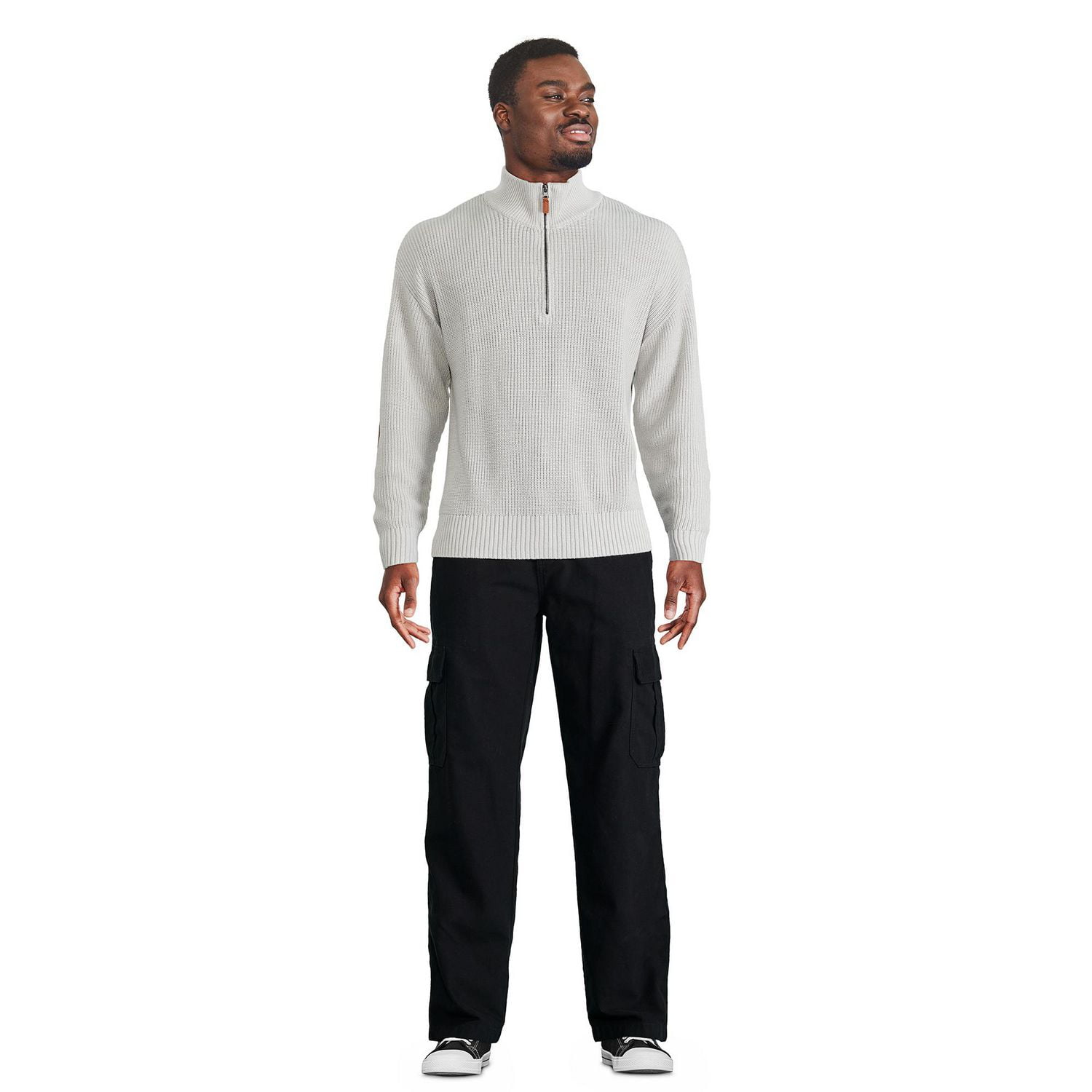 George Men's Ribbed Half-Zip Sweater, Sizes S-2XL