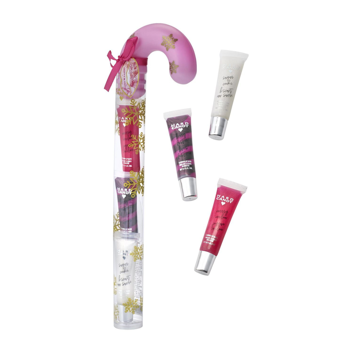 Hard Candy Festive Kisses Red Flavored Lip Gloss Candy Cane Set, Set of