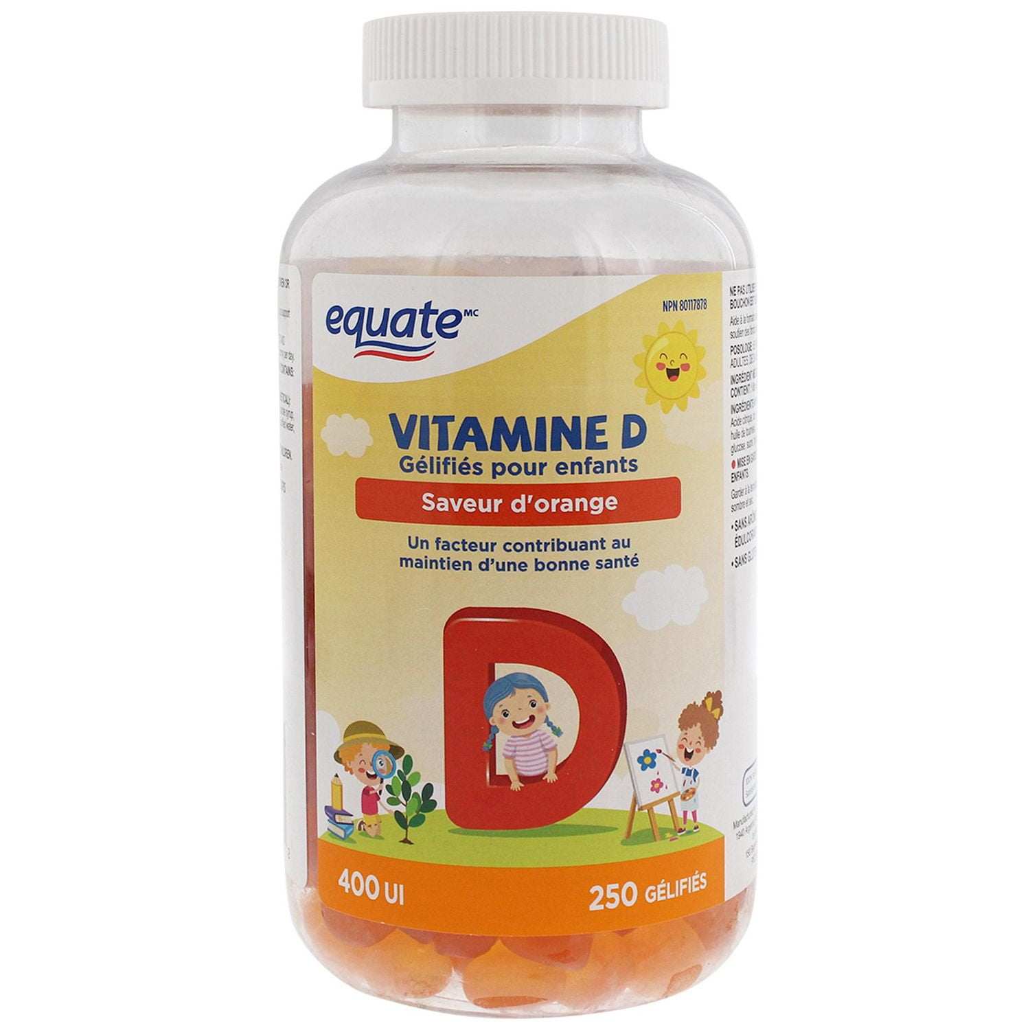 Equate Vitamin D Gummies for Kids, Vitamin D (cholecalciferol) 10 mcg (400 IU)