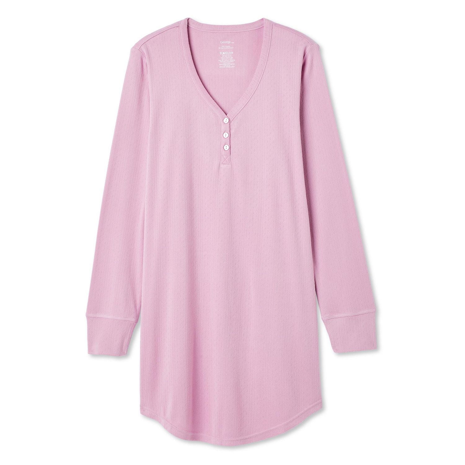 Chemise de nuit à col henley George pour femmes