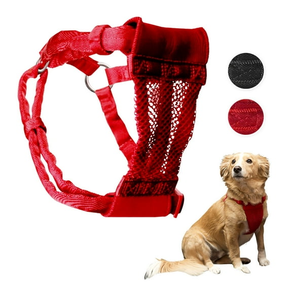 Sporn Comfort Dog Harness, Elastic Padded Webbing Mesh Dog Harness, Red, Medium