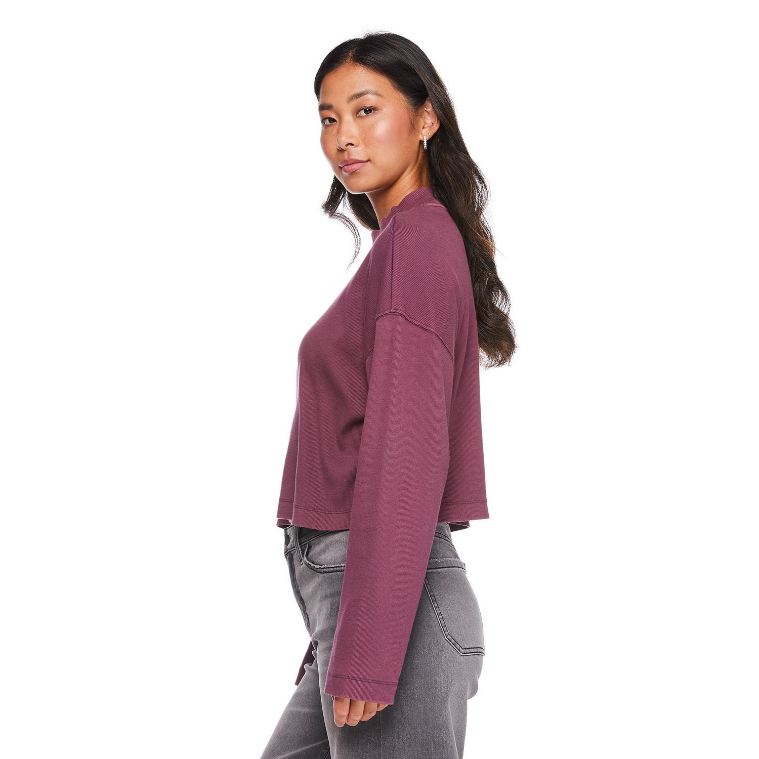 Haut écourté à col droit George pour femmes