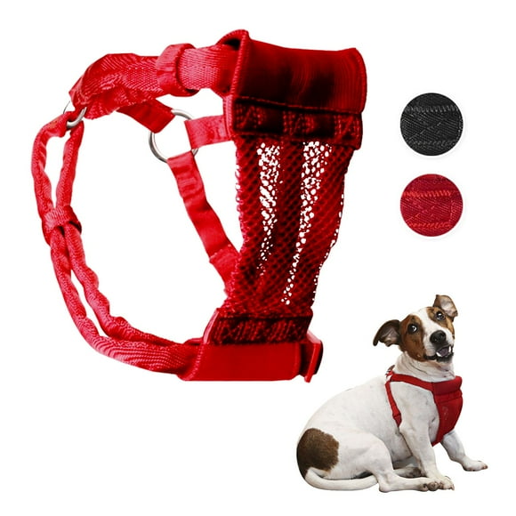 Sporn Comfort Dog Harness, Elastic Padded Webbing Mesh Dog Harness, Red, Small