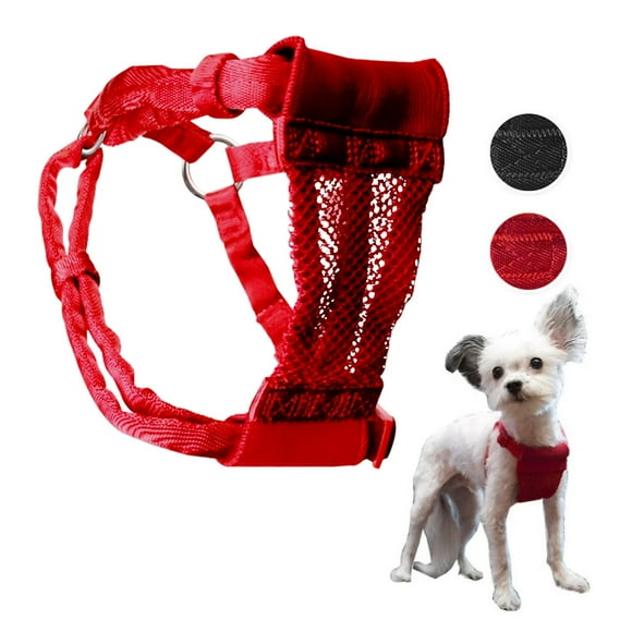 Sporn Comfort Dog Harness, Elastic Padded Webbing Mesh Dog Harness, Red, X-Small