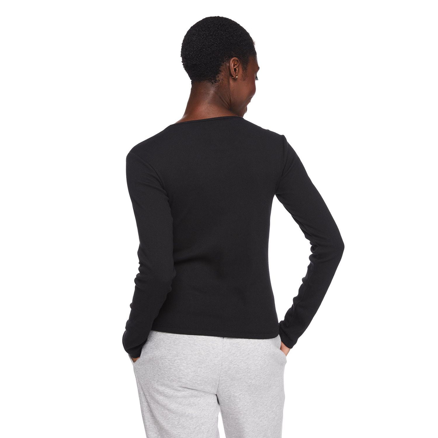 T-shirt à manches longues en tricot côtelé George pour femmes Tailles TP–TTG