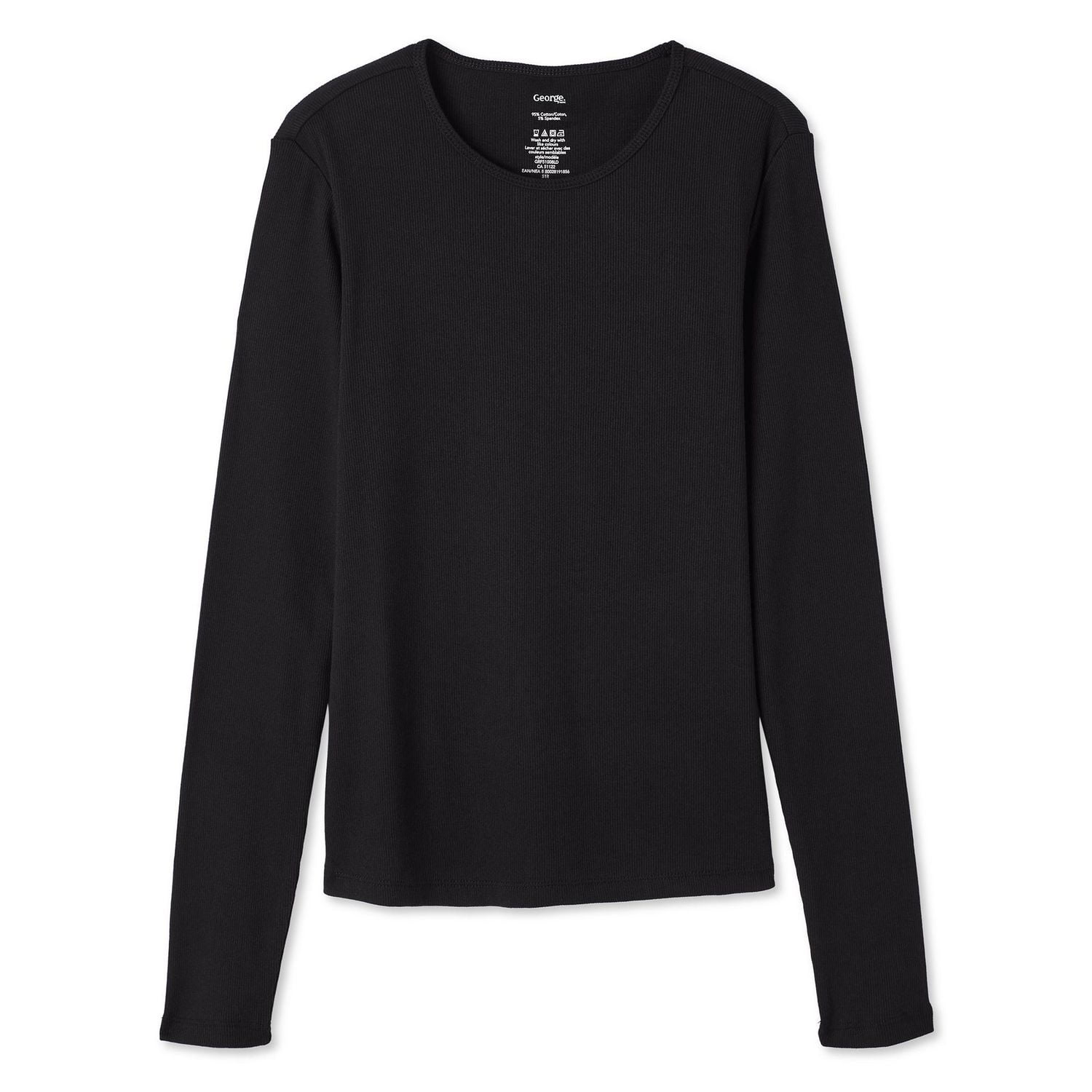 T-shirt à manches longues en tricot côtelé George pour femmes Tailles TP–TTG