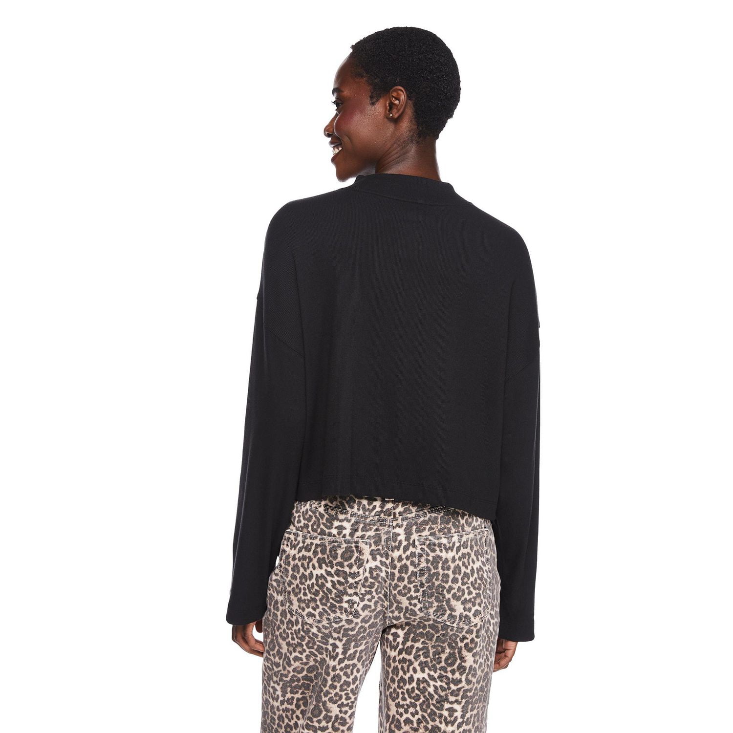 Haut écourté à col droit George pour femmes