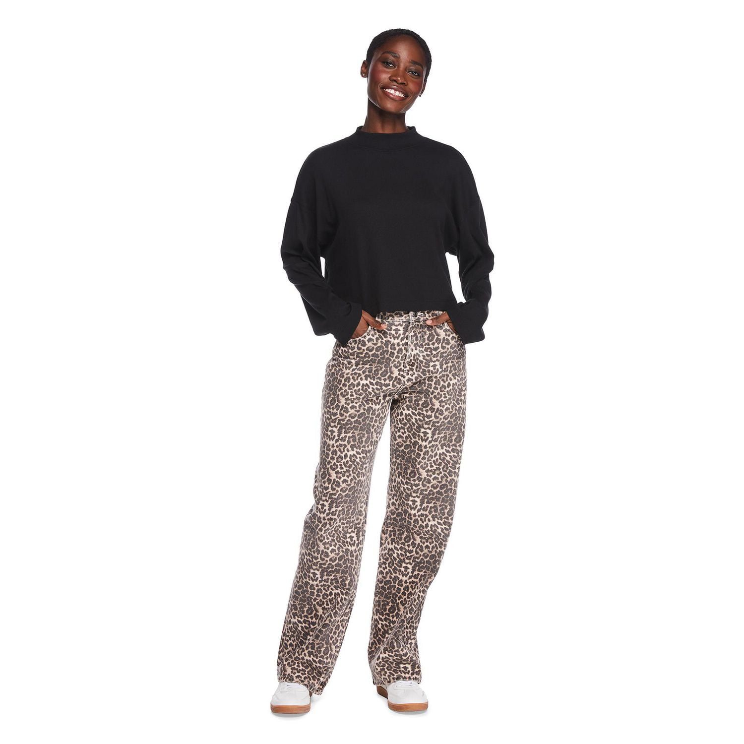 George Women's Cropped Mock Neckline Top