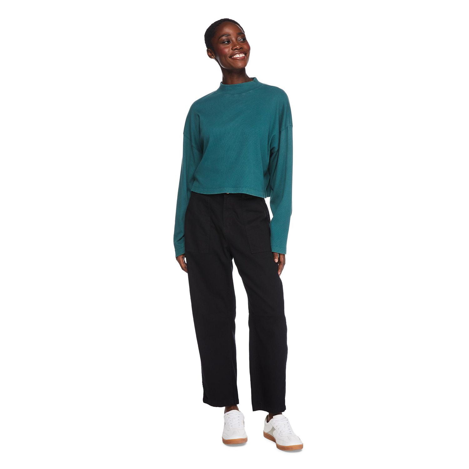 George Women's Cropped Mock Neckline Top