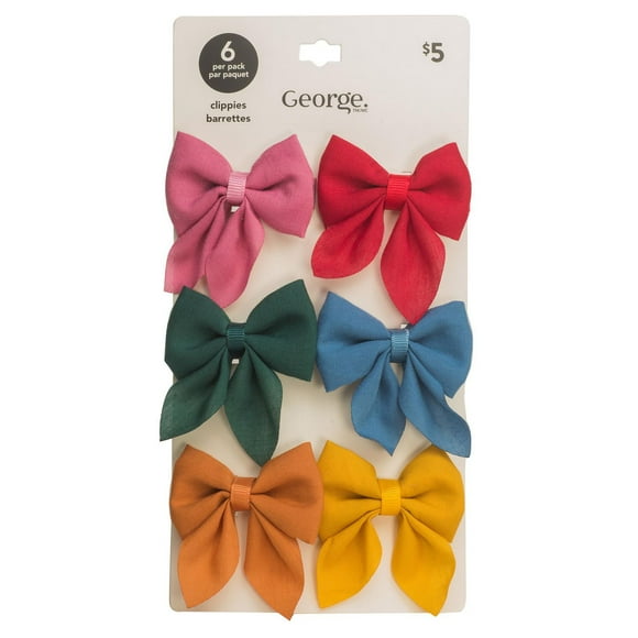 George 6 pc Bow Clips, 6 pc Bow Clips