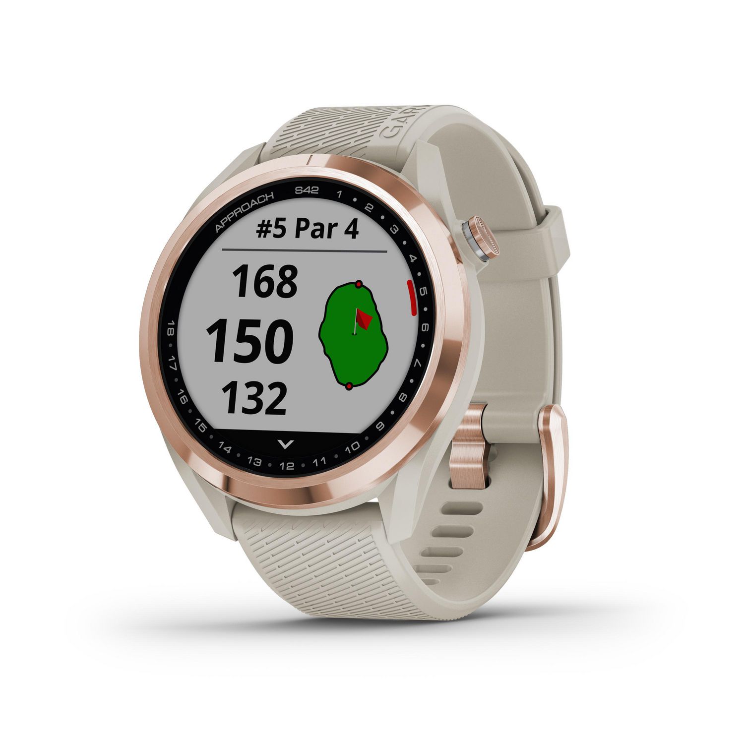 Garmin Approach S42, GPS Golf Smartwatch Ceramic Bezel and Silicone Band