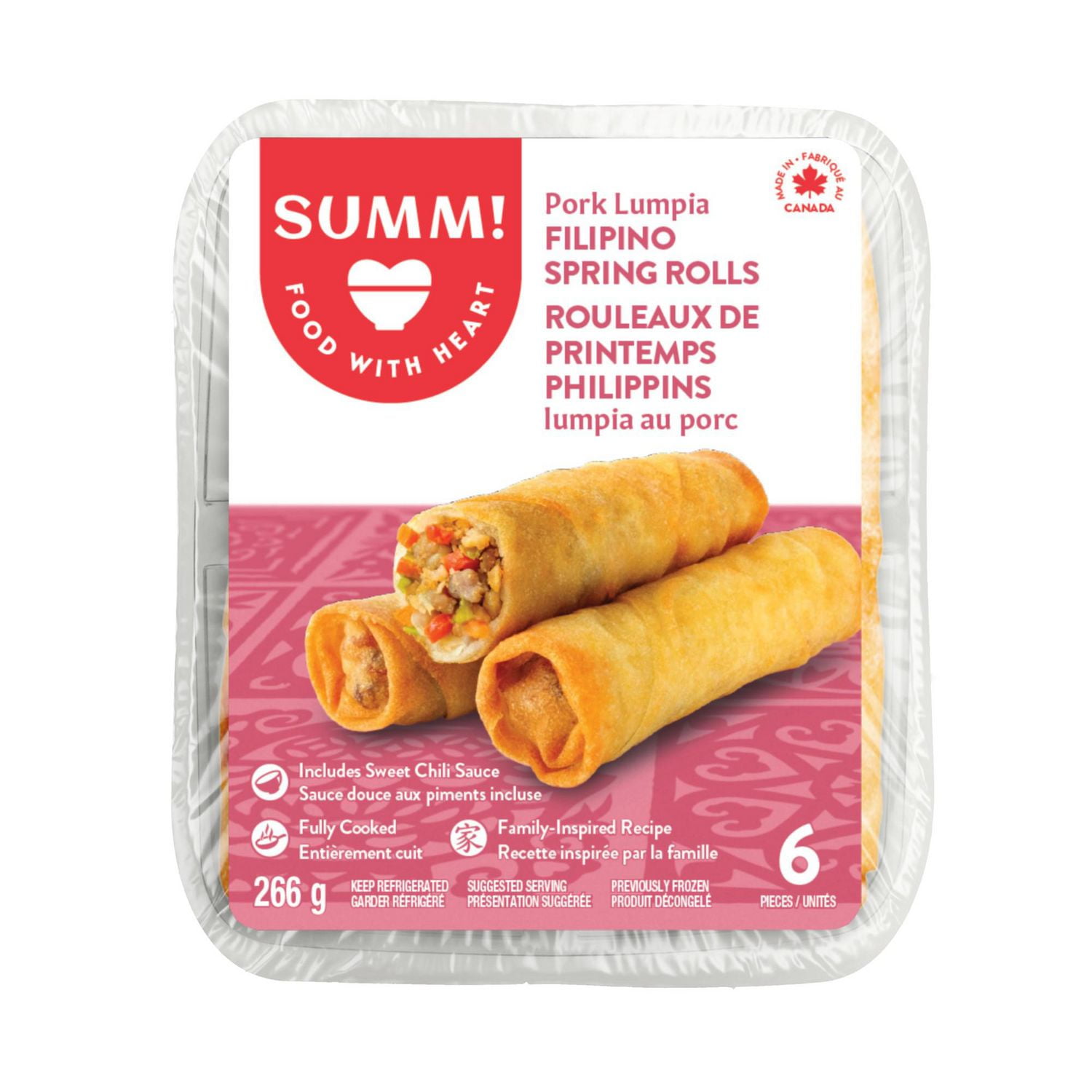 Rouleaux de Printemps philippins Lumpia Au Porc 6 rouleaux de printemps avec 1 paquet de sauce