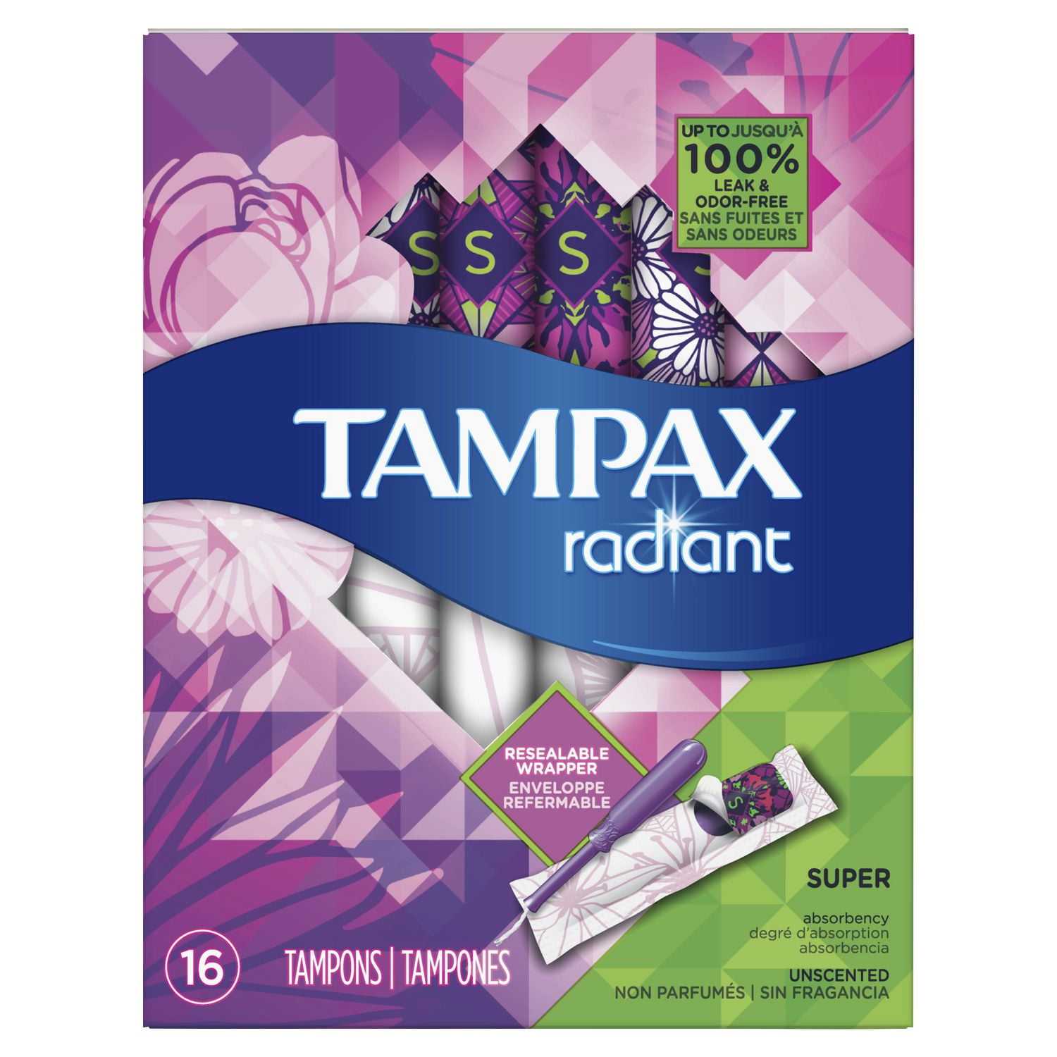 Tampax Radiant Plastic Super Absorbency Tampons Walmart Canada