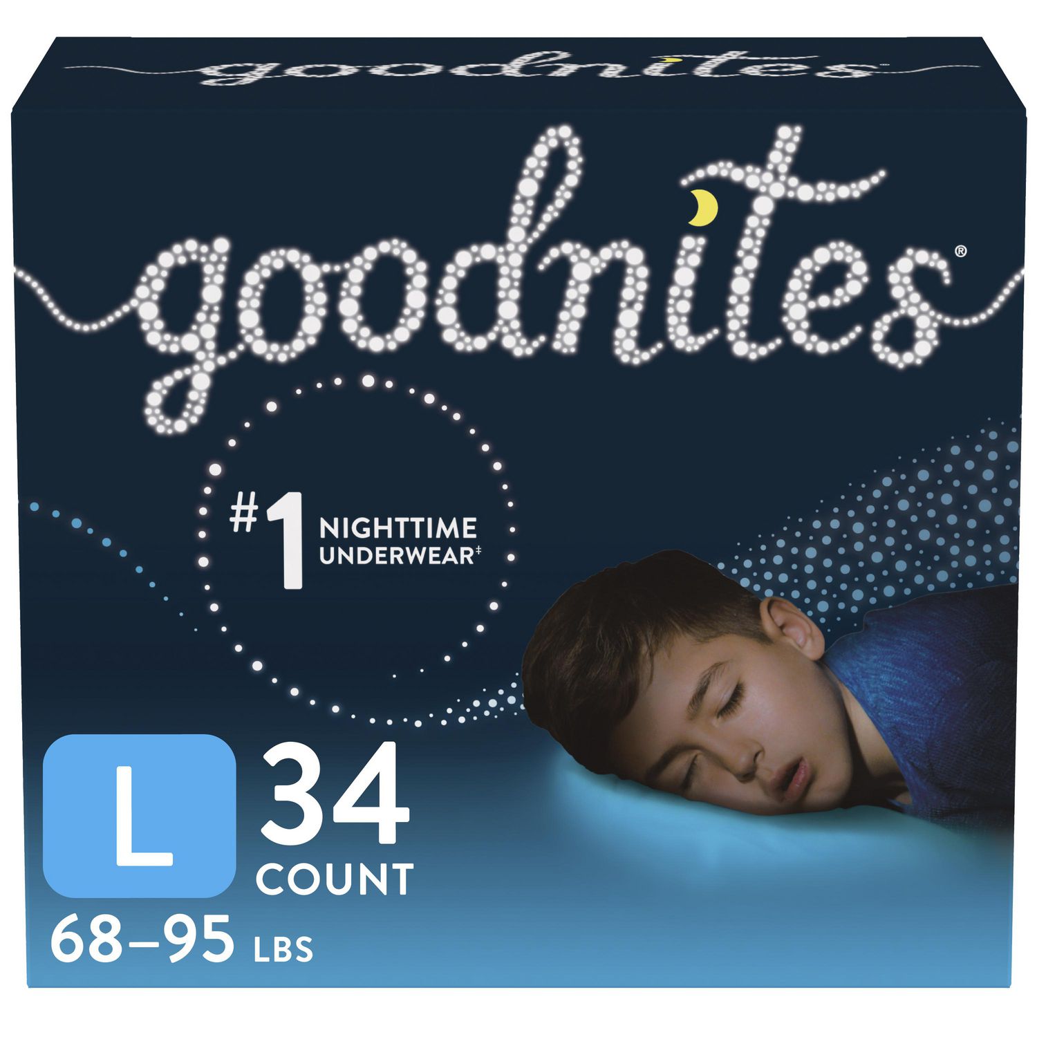  Goodnites Boys' Nighttime Bedwetting Underwear, Size Large  (68-95 lbs), 34 Ct (2 Packs of 17), Packaging May Vary : Health & Household