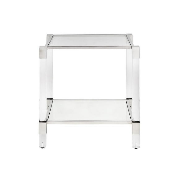 Home Gear Square Silver End Table with Acrylic Legs