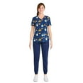 thumbnail image 2 of Sesame Street Cookie Monster Doctor Cookies Women's V-Neck Print Scrub Top, 2 of 7