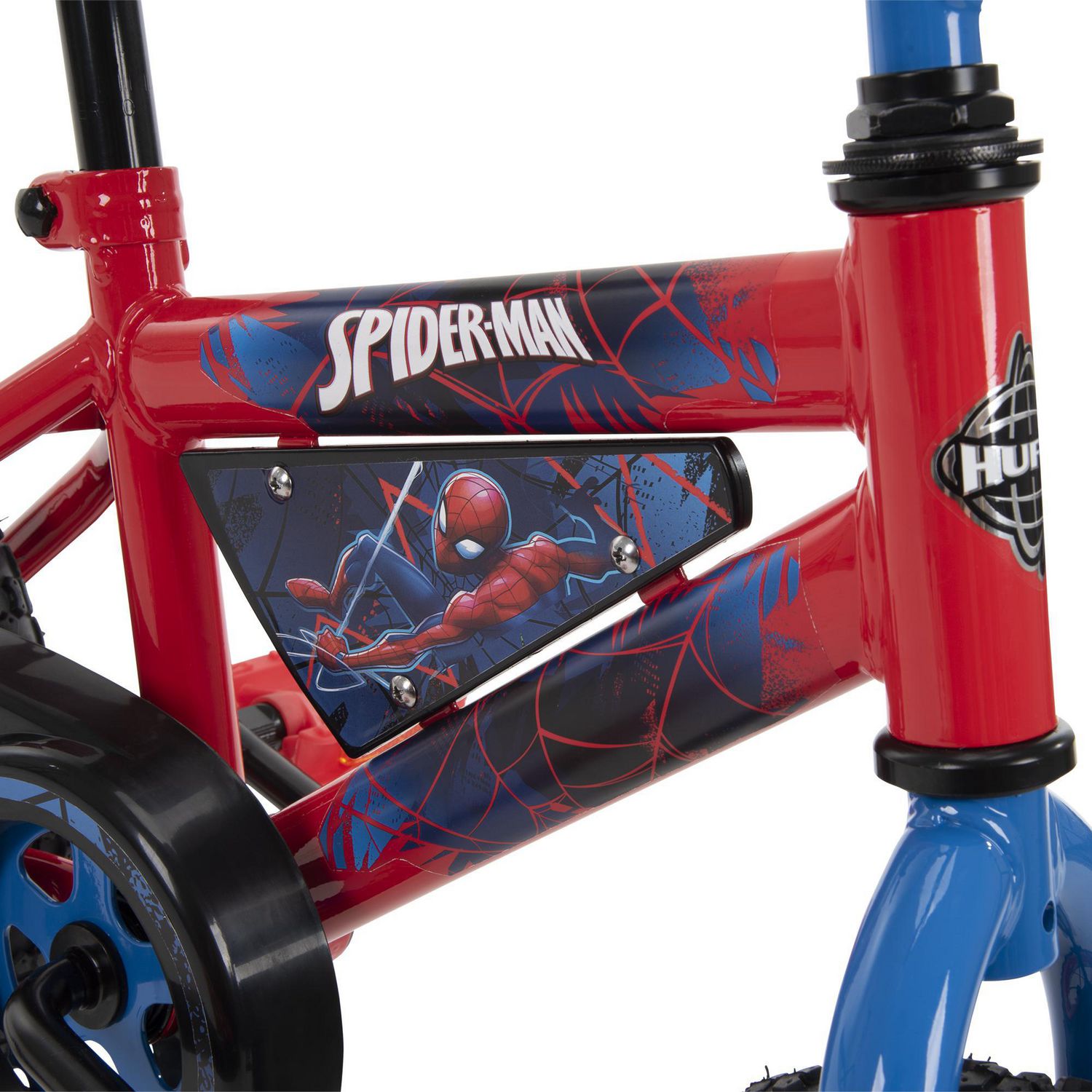 Mini-vélo/VTT électrique porteur Marvel Spider-Man KidTrax, 12 V, 8 km/h,  enfants, rouge/bleu, 3 à 7 ans