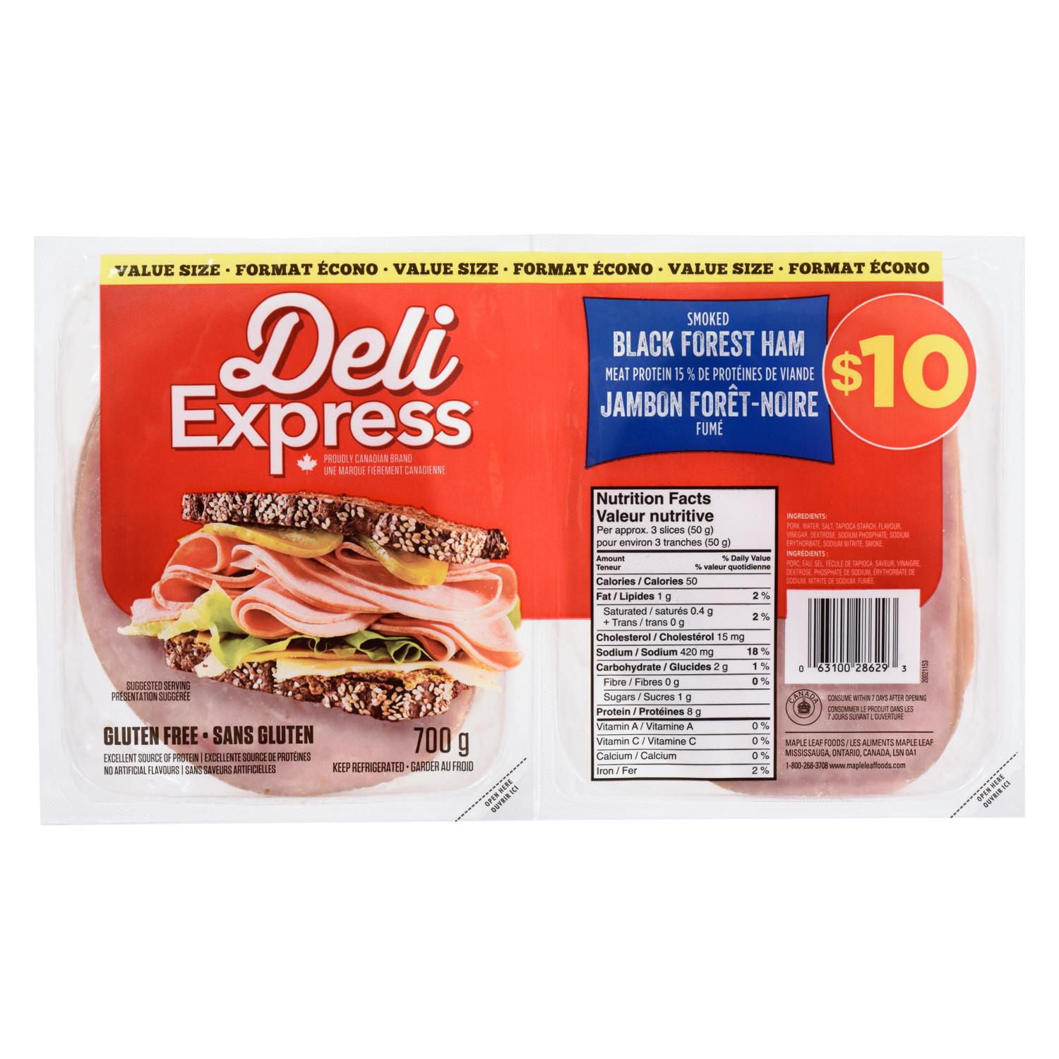 Deli Express Smoked Black Forest Ham Value Size Walmart Canada