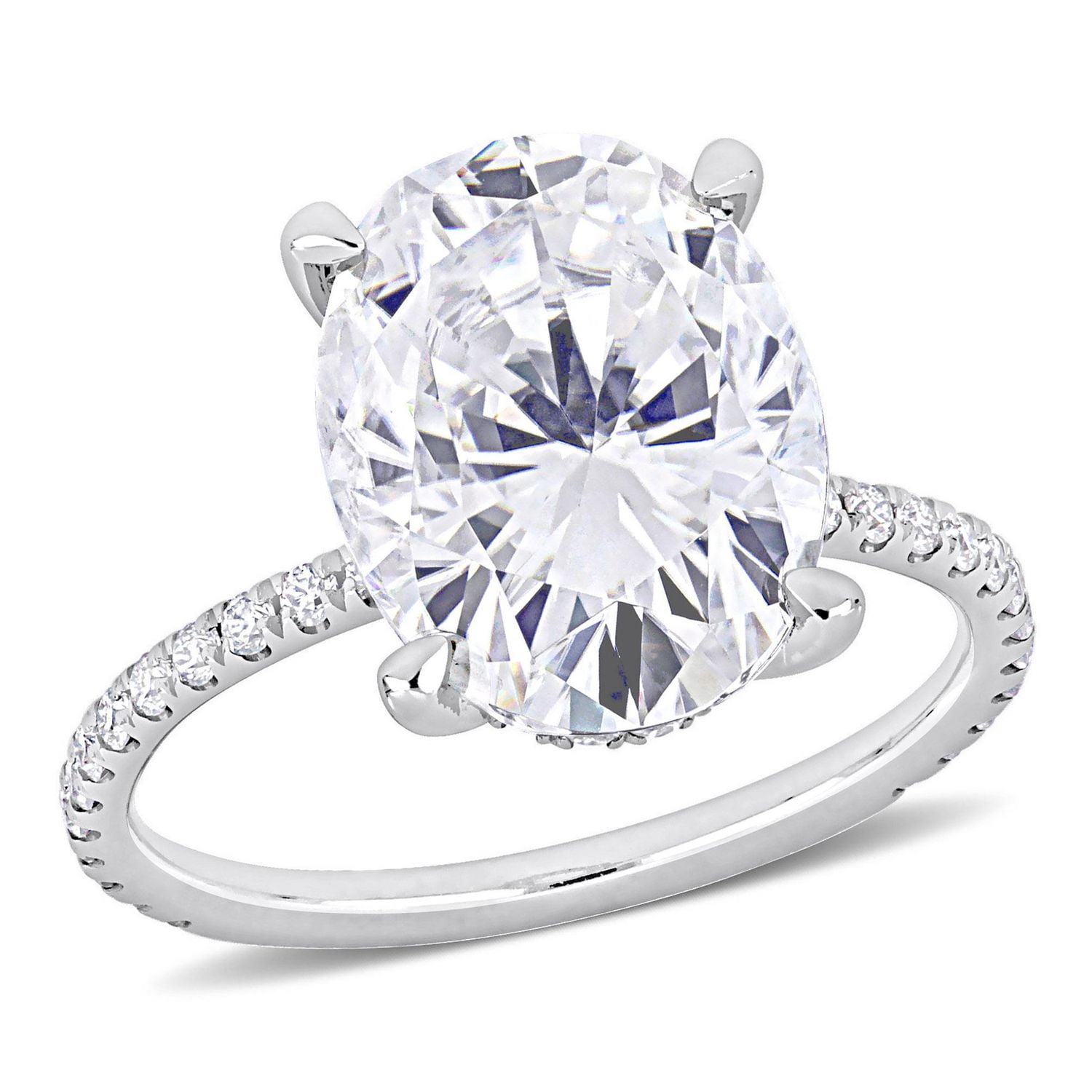 Bague de fiançailles ovale Miabella en or blanc 10K avec moissanite créé 4-7/8 carats p.g.t.