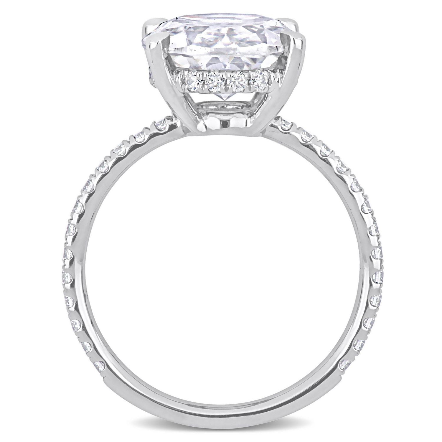 Bague de fiançailles ovale Miabella en or blanc 10K avec moissanite créé 4-7/8 carats p.g.t.
