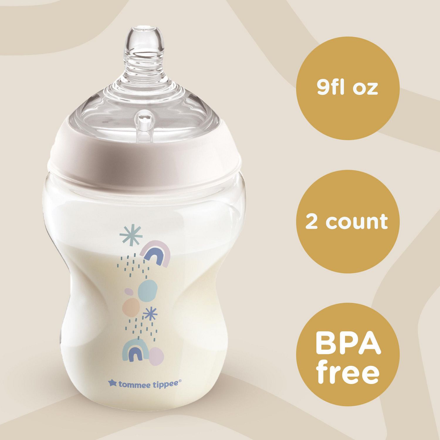 Tommee Tippee Closer to Nature Baby Bottle, Anti-Colic Valve, Breast-like  Nipple for Natural Latch, BPA-Free - Slow Flow, 5 Ounce, 4 Count