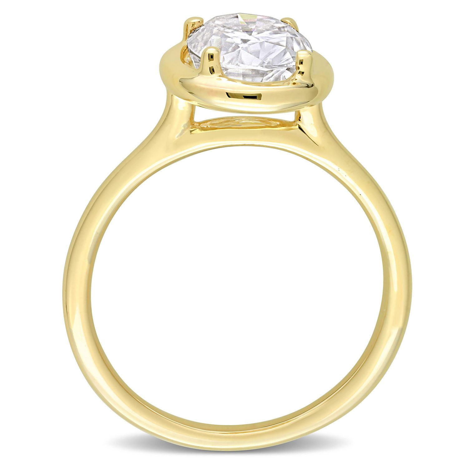 Bague de mariée solitaire ovale Miabella en or jaune 10K avec moissanite 2 carat PPT