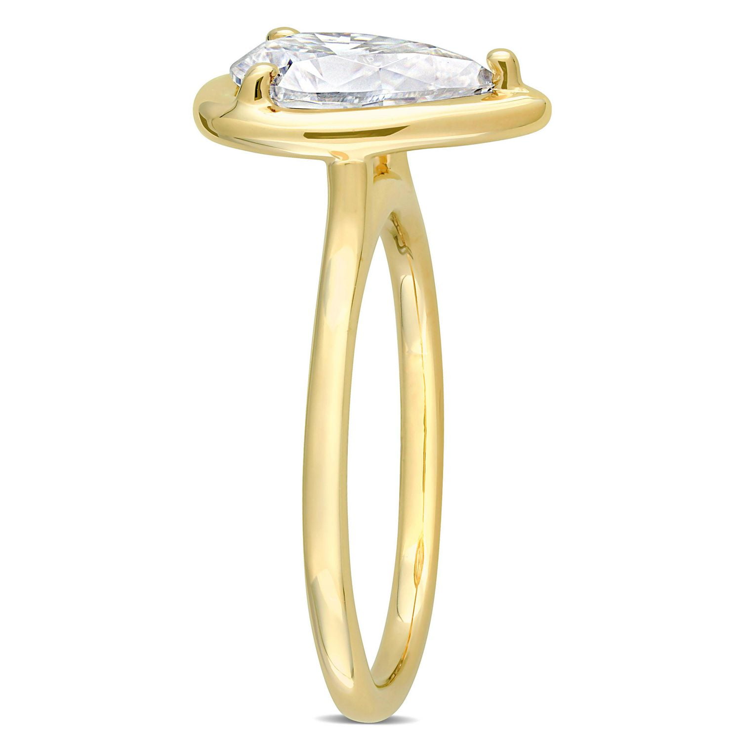 Miabella 2 Carat T.G.W. Created Moissanite 10K Yellow Gold Pear-cut Solitaire Ring