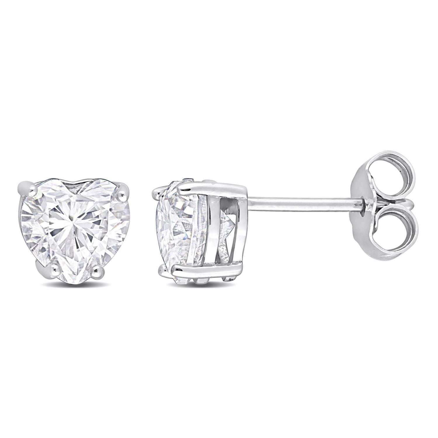 Miabella 1-1/2 Carat T.G.W. Moissanite Heart Solitaire Stud Earrings in Sterling Silver