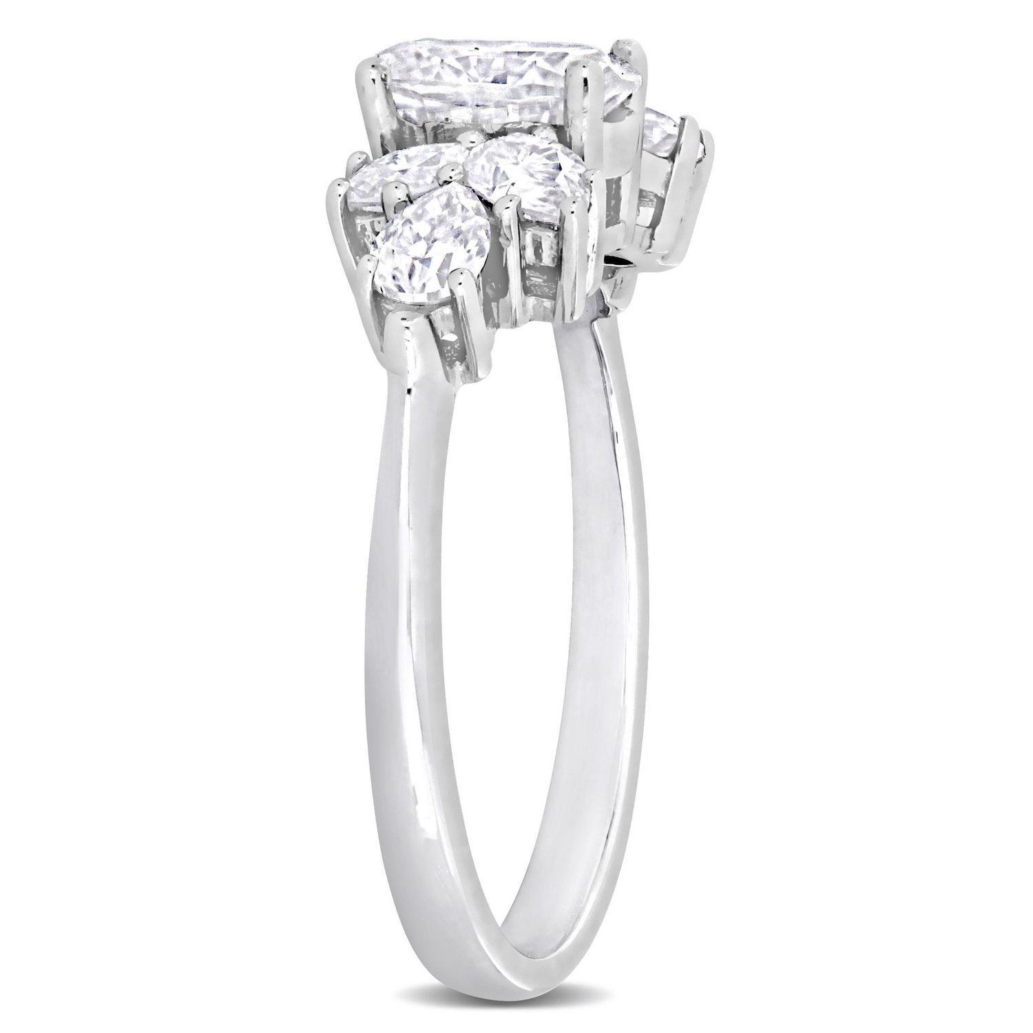 Miabella 2 Carat T.G.W. Moissanite 10k White Gold Floral Engagement Ring