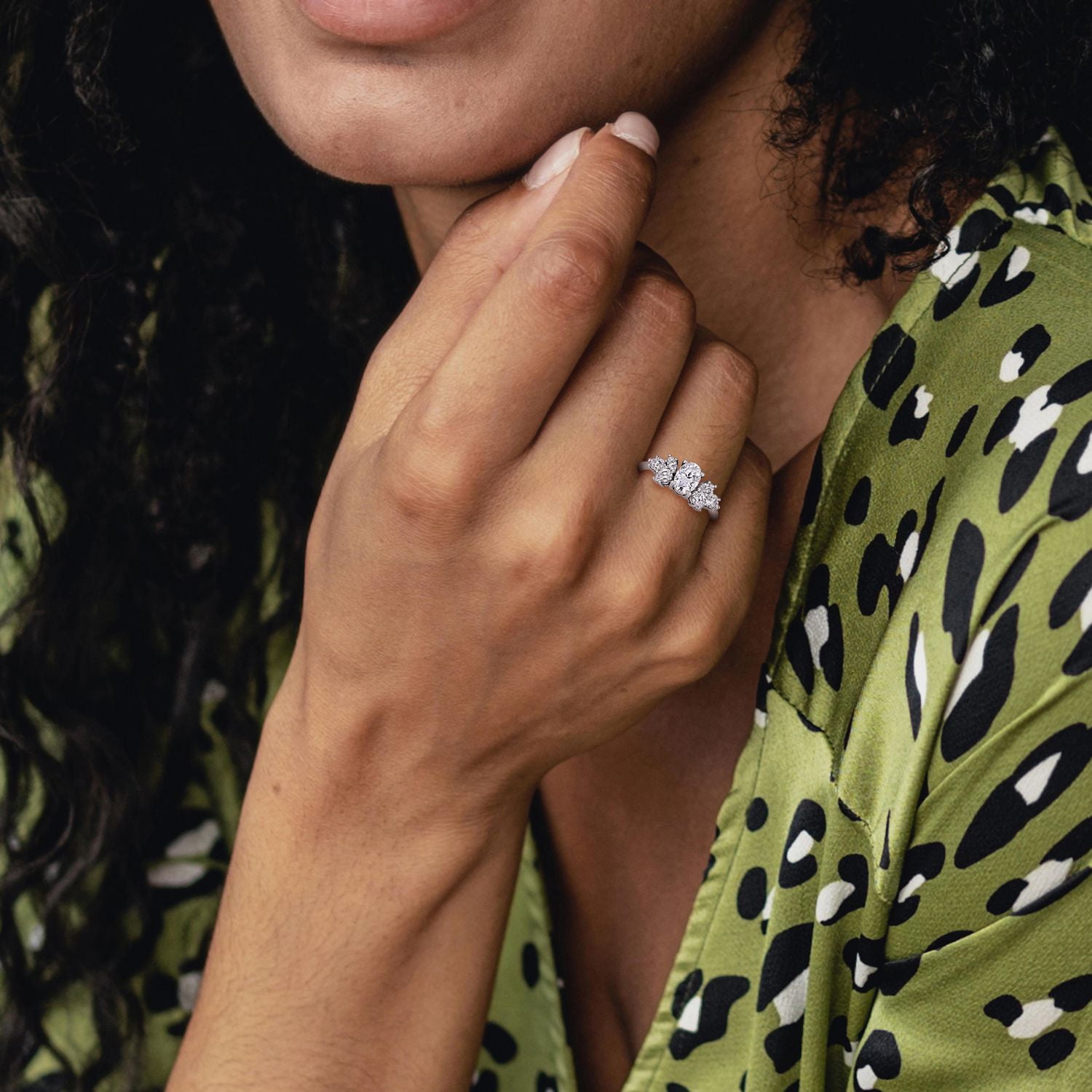 Miabella 2 Carat T.G.W. Moissanite 10k White Gold Floral Engagement Ring